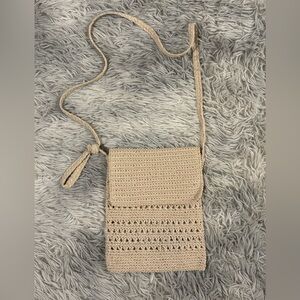 Beige Crochet Crossbody Bag